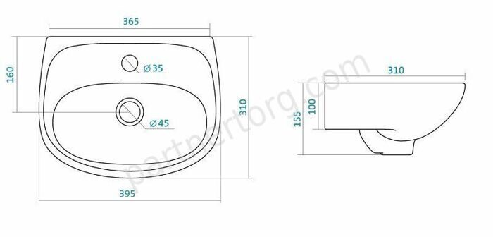Анимо 40см умывальник белый Santek