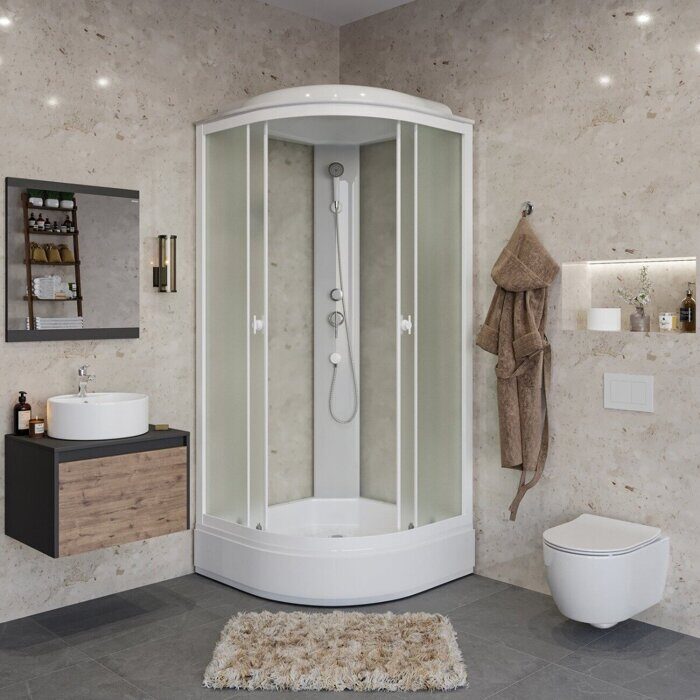 Niagara Promo P100/26/MT душевая кабина угловая 100х100х215 см, матовое стекло, средний поддон