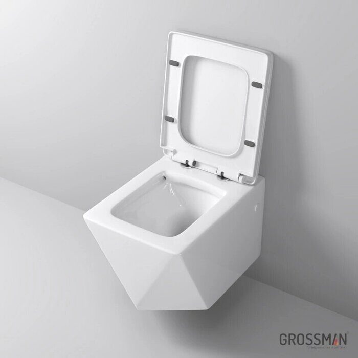 Grossman GR-4481 подвесной безободковый унитаз белый с сидением