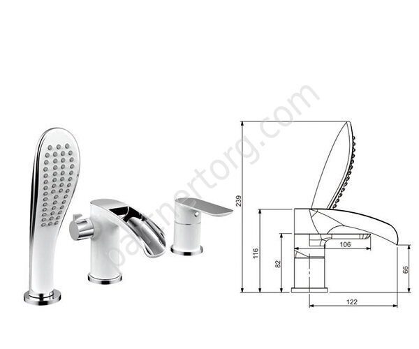 Noar Gappo G1148-8 смеситель на борт ванны белый хром