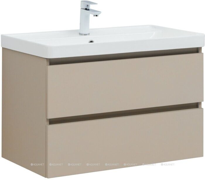 Вега 2.0 80 тумба бежевая для ванной комнаты 2 ящика Aquanet