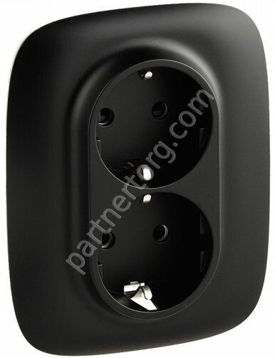 Legrand Valena Allure cиловая розетка двойная 2х2К+З 16А 250В, безвинтовые зажимы, со шторками, цвет антрацит