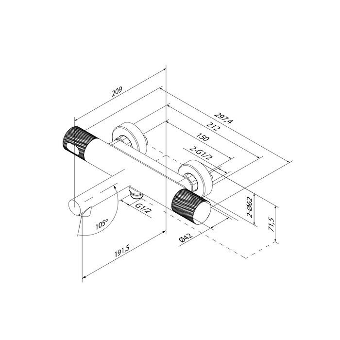 Duna Iddis графит смеситель для ванны с термостатом DUNGM02i74WA