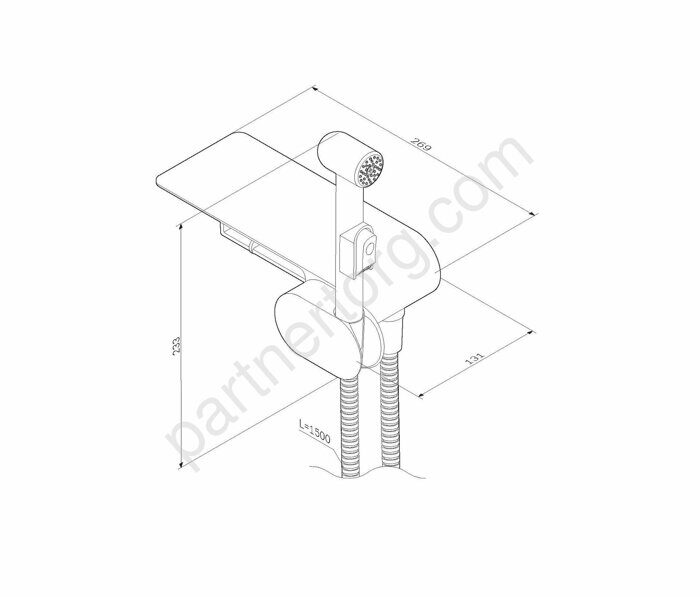 F0202622 Like, гигиенический набор со смесителем для душа с полкой, держателем туалетной бумаги, гиг