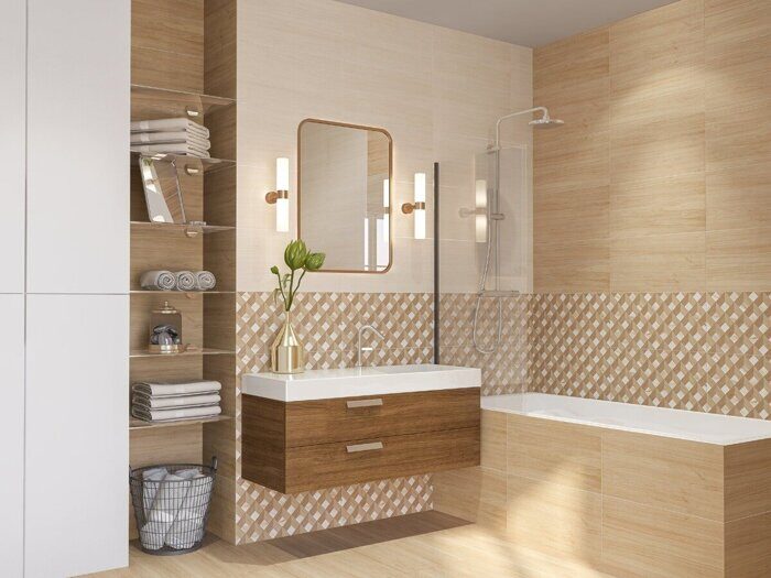 Rustic Crema настенная плитка кремовая полуматовая 31х63см Azori