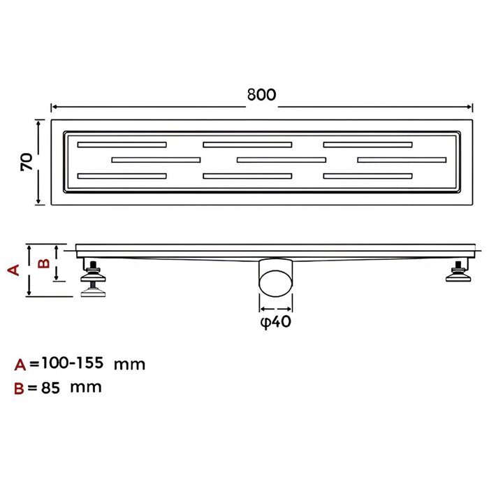 Gappo G88007-1 душевой трап 70х800 мм сатин