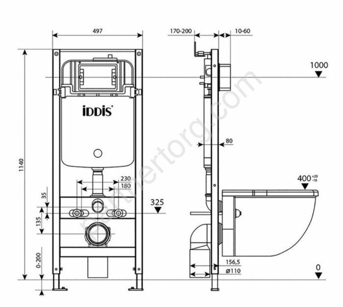 Комплект Iddis инсталляция рамная для подвесного унитаза с черной клавишей смыва OPH00MBi32K
