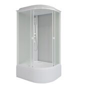 Niagara Promo P100/80/40L/MT душевая кабина асимметричная 100х80х215 см, матовое стекло, высокий поддон, белый профиль
