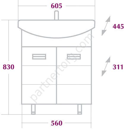 Балтика 60.11 тумба для ванной комнаты Оника с умывальником Балтика 60