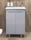 Grani 600-2-0 тумба белая для ванной комнаты с умывальником Элина 60