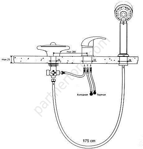 Victoria BAS каскадный смеситель врезной на борт ванны