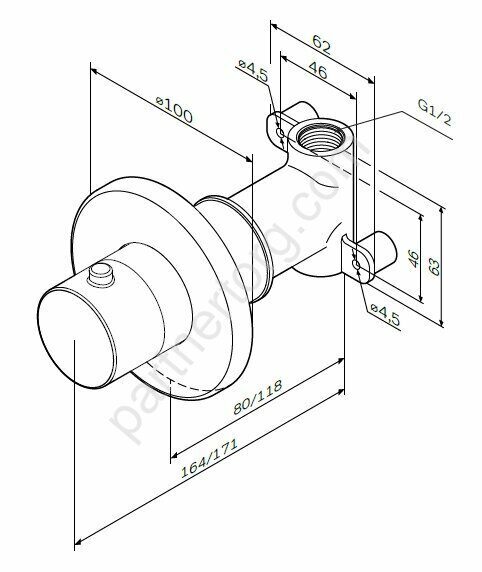 Запирающий вентиль, монтируемый в стену, хром F0800200