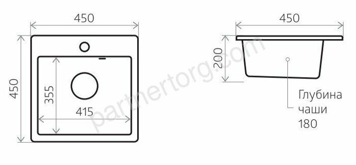 Nova 45-45, 450х450 каменная кухонная мойка в ассортименте