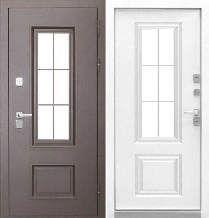 Luxor Termo 3 дверь входная стальная Букле шоколад, Эмалит белый