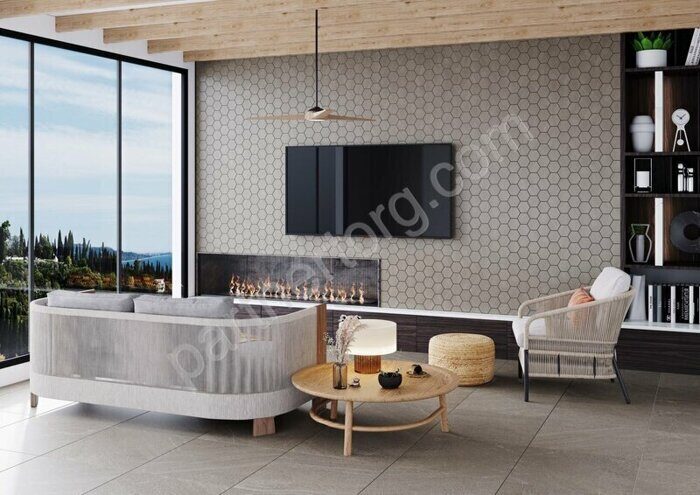 Gabbro Hexagon Grey GB02 серый неполированный керамогранит 29х25см Estima Мозаика