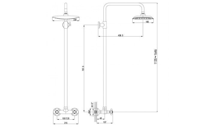Standard LM2160C, душевая система с тропическим душем, без излива, хром Lemark