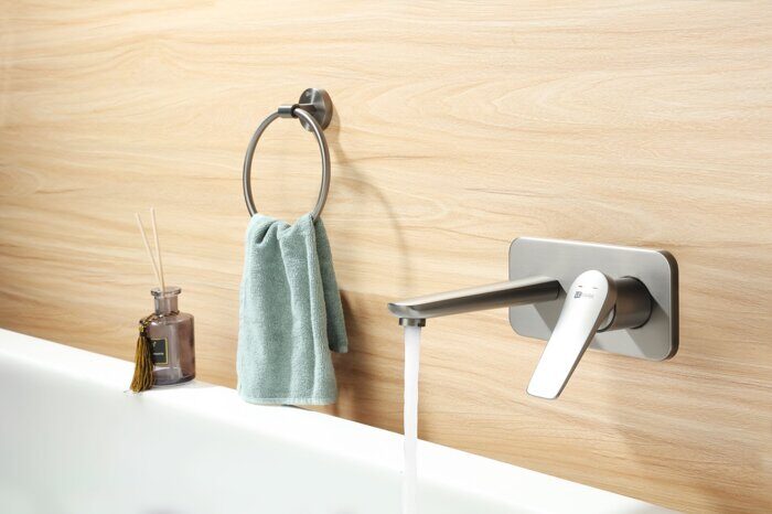 Bronx LM3726GM, смеситель для раковины встраиваемый, с донным клапаном, графит Lemark