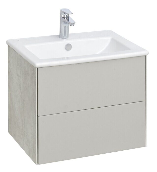 Сохо 60 см тумба подвесная слэйт/галька серая для ванной комнаты с раковиной Элина 60 Aquaton