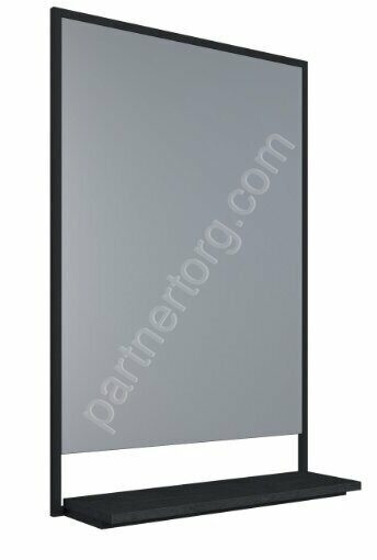 Grunge Loft 60П черное зеркало с полкой для ванной комнаты Marka One