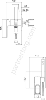 Gappo G7218 cмеситель встраиваемый с гигиеническим душем, хром