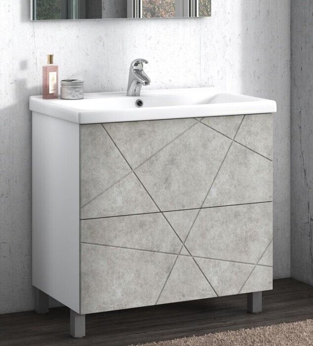 Geometry 800-0-2 бетон тумба для ванной комнаты с умывальником  Como 80