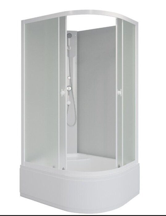 Niagara Promo P90/80/40L/MT/BK, душевая кабина асимметричная 90х80х195 см, матовое стекло, высокий поддон, белый профиль