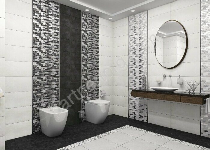 Antre Black AltaCera чёрная настенная плитка глянцевая 24,9х50см