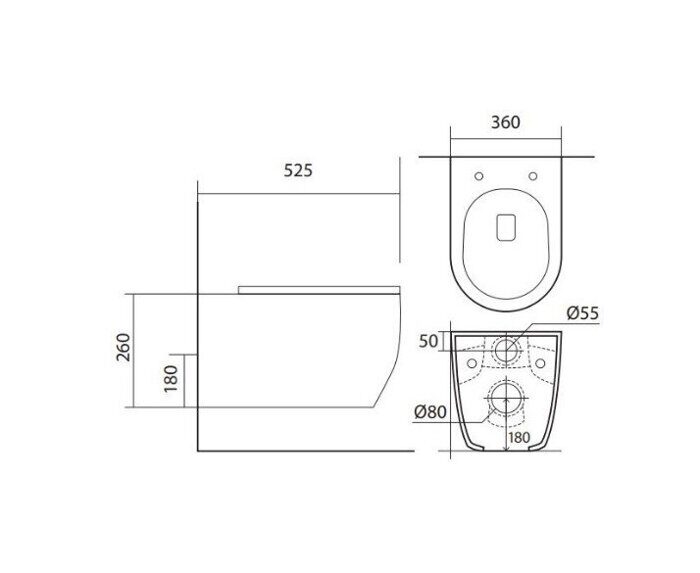 Set Aquatek Европа New-016/023  унитаз безободковый с сидением, инсталляция с клавишей хром