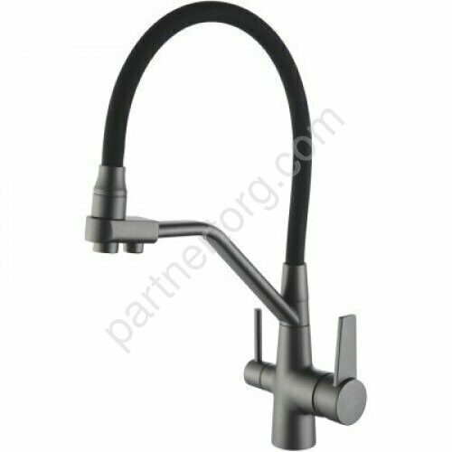 Rose R558Y смеситель для кухни с гибким изливом под фильтр, графит