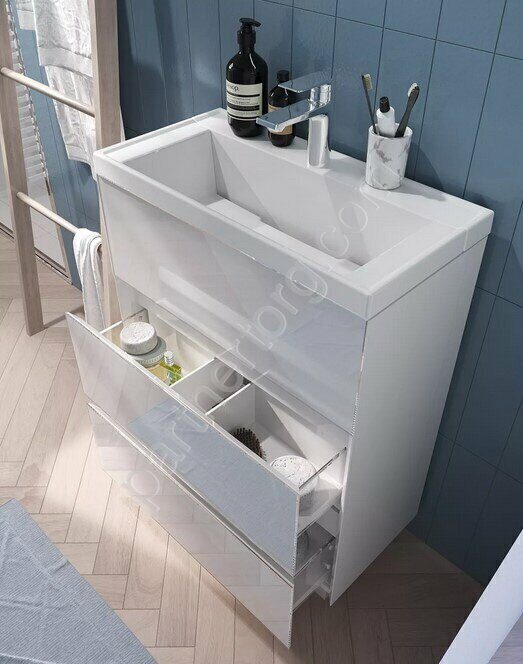 Bumble 60Н 2я тумба с раковиной напольная белая