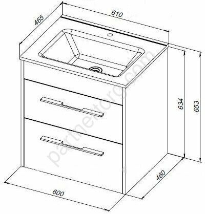 Августа 60 белая глянцевая тумба для ванной комнаты с раковиной-столешницей Flat 60 Aquanet