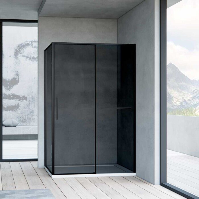 Vincea Slim Soft VSR-1SS9012CGB, душевой уголок 120х90х200 см, стекло тонированное, профиль черный