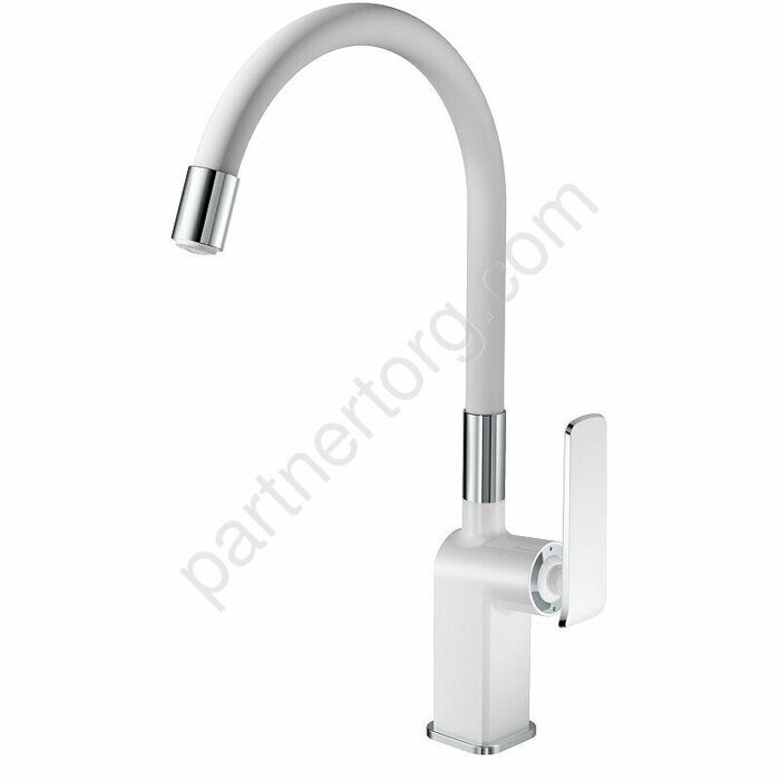 HB73548-8 Haiba смеситель для кухни высокий хром/белый, с гибким изливом