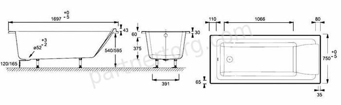 Sofa Jacob Delafon ванна акриловая 170x75 см