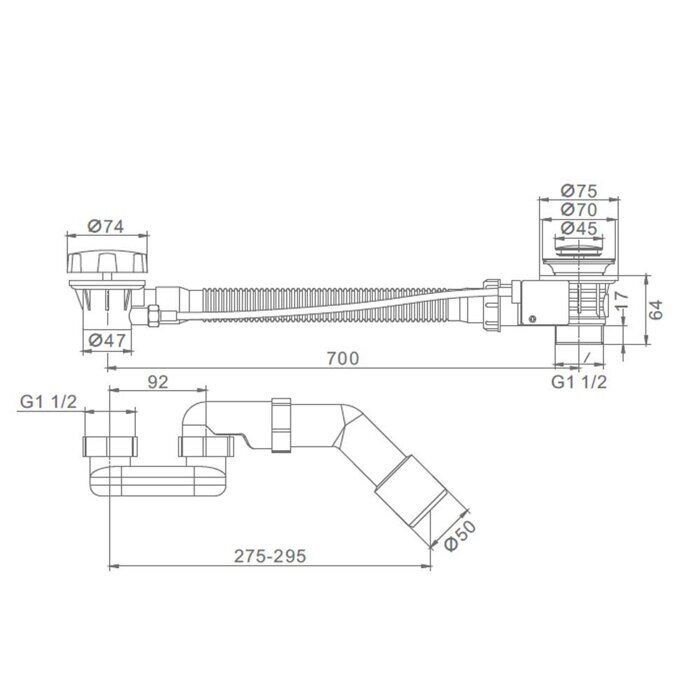 R600.30.06 Raglo слив-перелив для ванны полуавтомат, черный