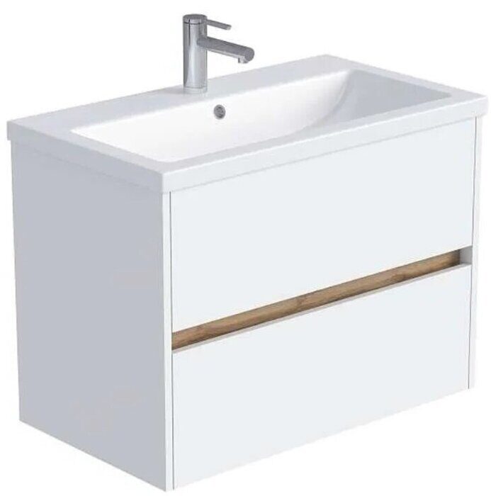 Veil 80П тумба в ванную комнату  2 ящика Аляска/Дуб вотан,  1Марка