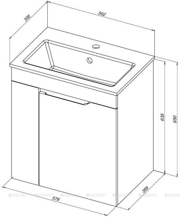 Практика 60 тумба маренго для ванной комнаты с раковиной-столешницей 60 cm (PRACTICO) Aquanet
