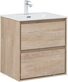 Милан 60 тумба дуб светлый для ванной комнаты с накладной керамической раковиной Flash 605*465*195 Aquanet