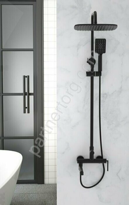 BelBagno ACQUA-VSCM-NERO стойка с тропическим душем и смесителем, черный матовый