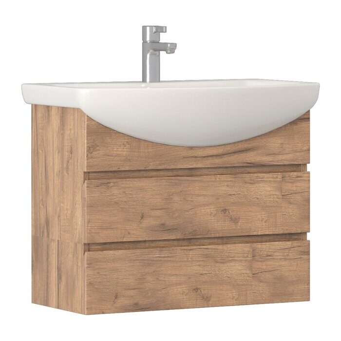 Wing 700-0-2 тумба подвесная дуб золотой для ванной комнаты с умывальником Балтика 70