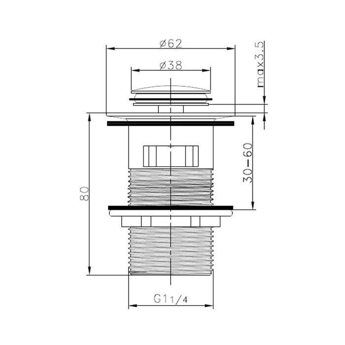 R600.05 Raglo донный клапан для раковины, хром