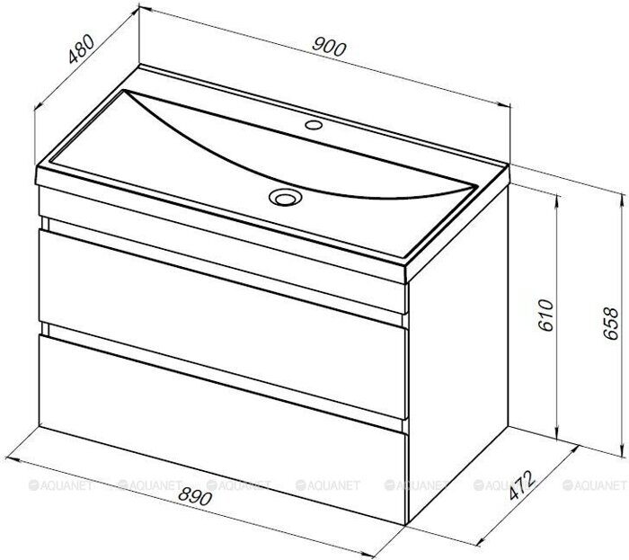Нота new 90 тумба дуб веллингтон табак для ванной комнаты с раковиной-столешницей Нота 90 Aquanet