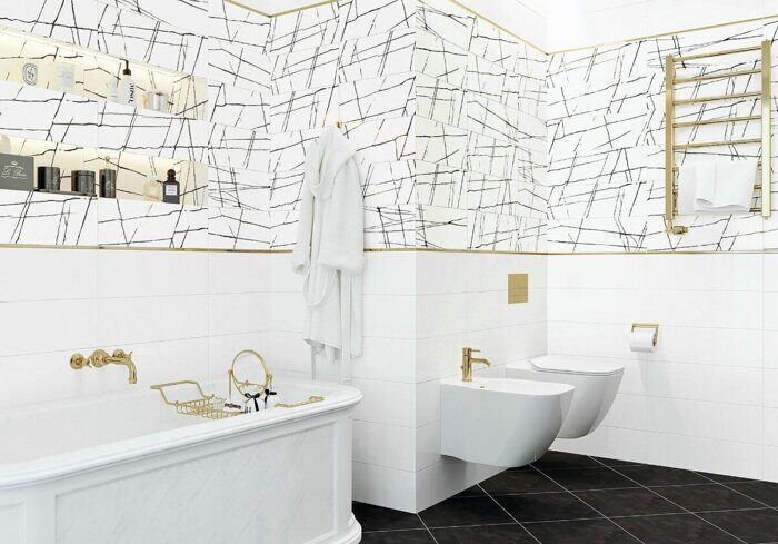 Chicago White Rock New Trend настенная плитка белая глянцевая 20х60см