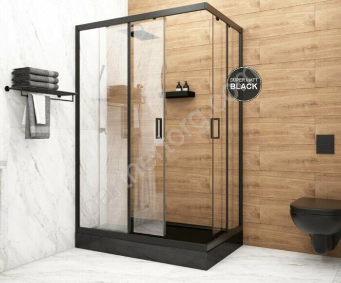 Universal PRO Black 120х80см душевое ограждение стеклянное черный профиль