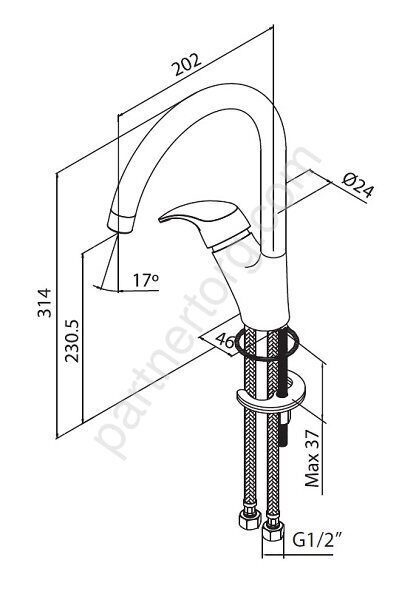 Capital Start Damixa смеситель для кухни с высоким изливом 196 мм