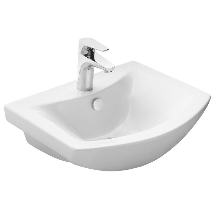 Ария 50 М см тумба подвесная белая для ванной комнаты с раковиной Смайл 50 Aquaton