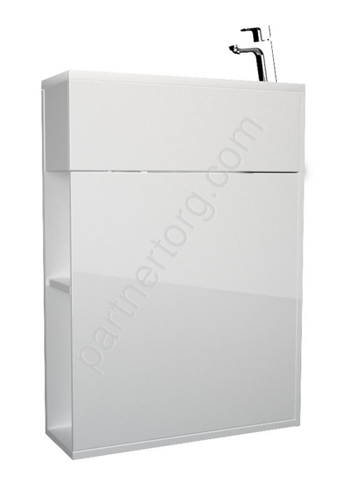 Stretto 50П тумба 1д. с раковиной подвесная белая глянцевая
