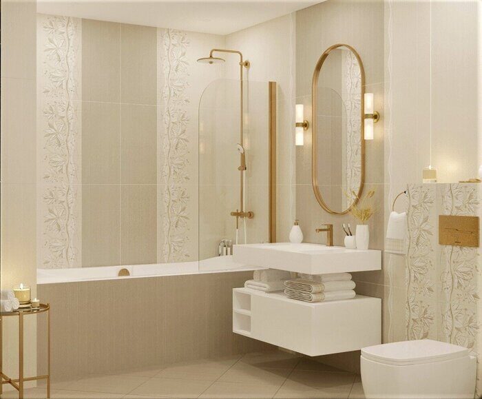 Romanico Flora декор бежевый цветы 31х63см Azori