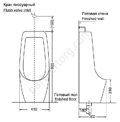 Писсуар напольный Creo Ceramique  HDU900 в комплекте с обвязкой