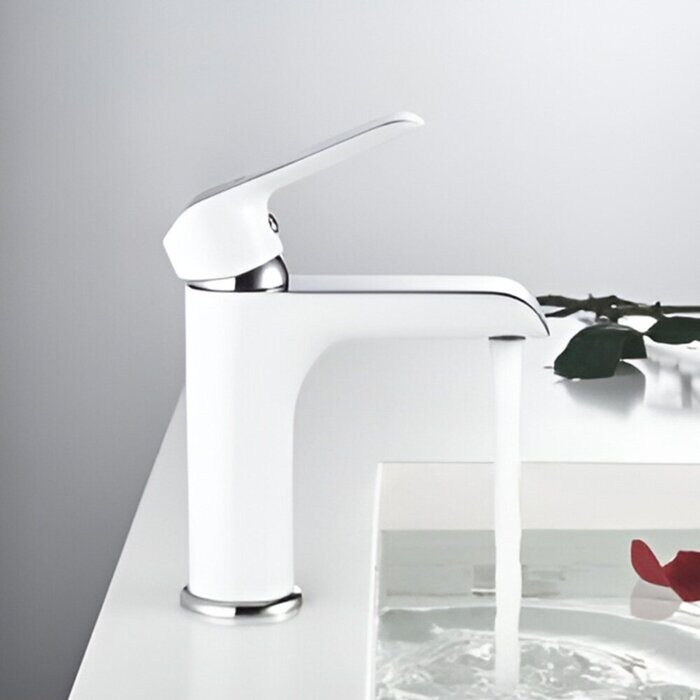 Rose R2101F смеситель для раковины, хром/белый